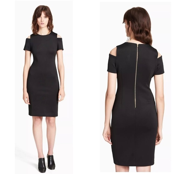 Calvin Klein Cold Shoulder Sheath Slim Jewel Neck Below the Knee Dress Size 2 - Picture 3 of 8